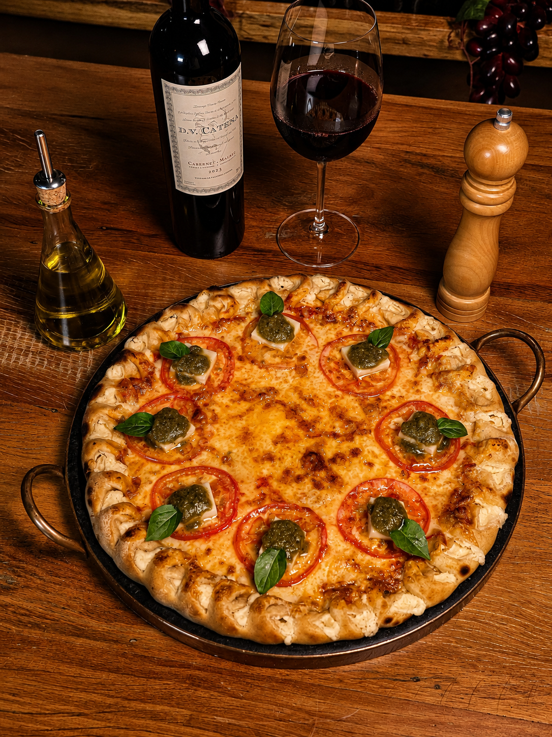 Pizza servida na Bazzini Pizzeria em Penedo